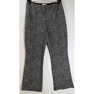 Anthropologie The Essential Crop Flare Pants Women Small Black Stretch Patterned